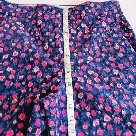 J. Crew Women's Size 8 Straight Leg Navy/Pink Floral Corduroy Trousers - Picture 10 of 12
